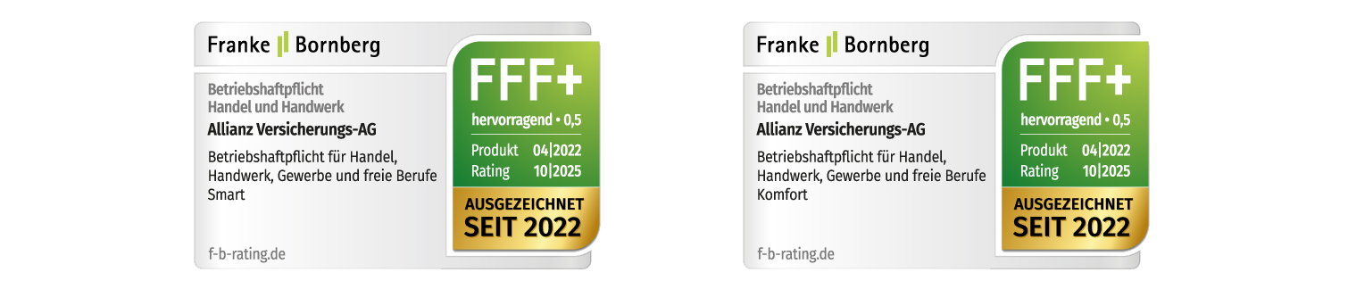 Das Bild ist urheberrechtlich geschützt. Eine Nutzung ohne vorherige Einwilligung ist nicht gestattet. Siegel Betriebshaftpflicht Franke Bornberg