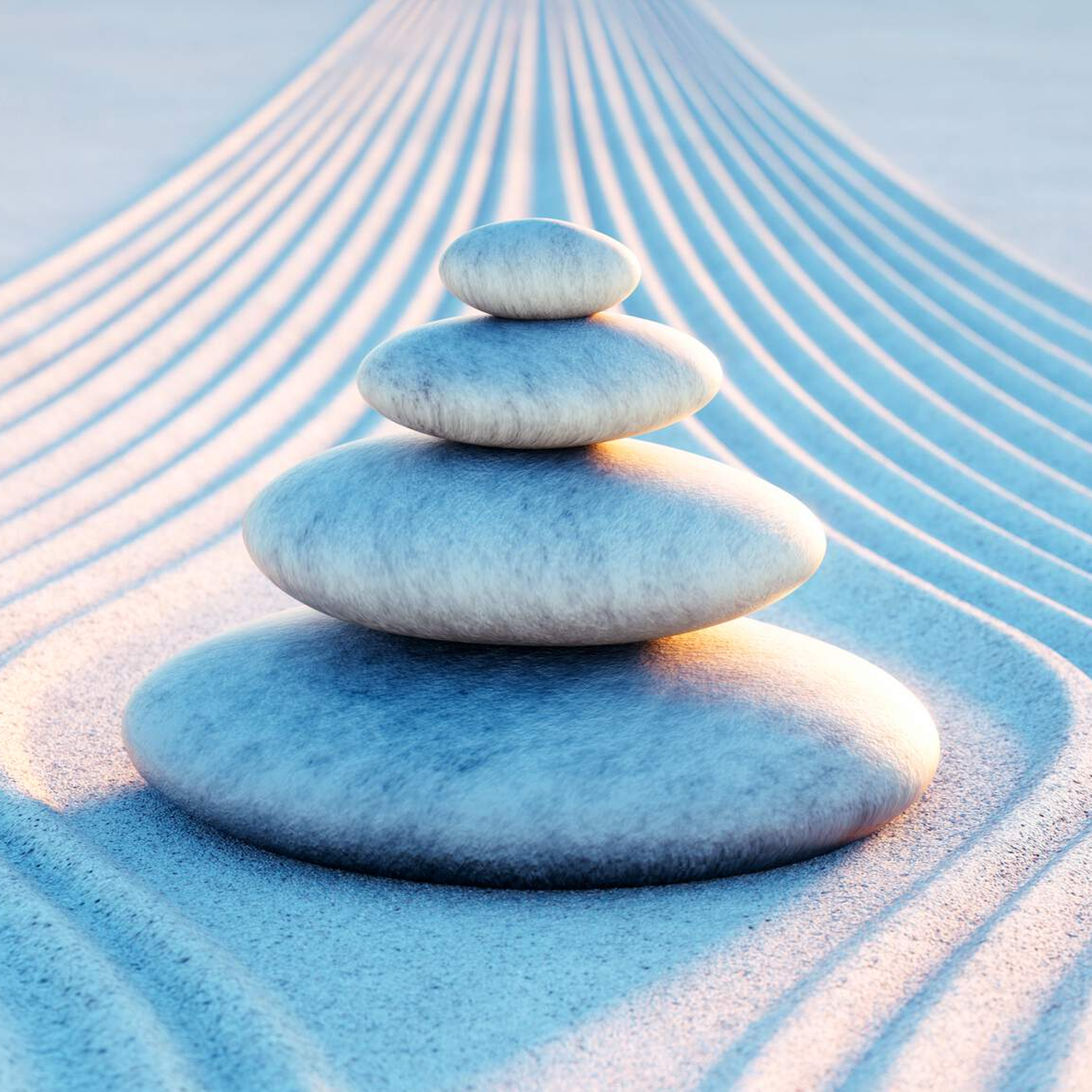 Steinhaufen, Japanischer Steingarten, Steingarten, Sommer, Yin-Yang-Symbol, Natur, Stille