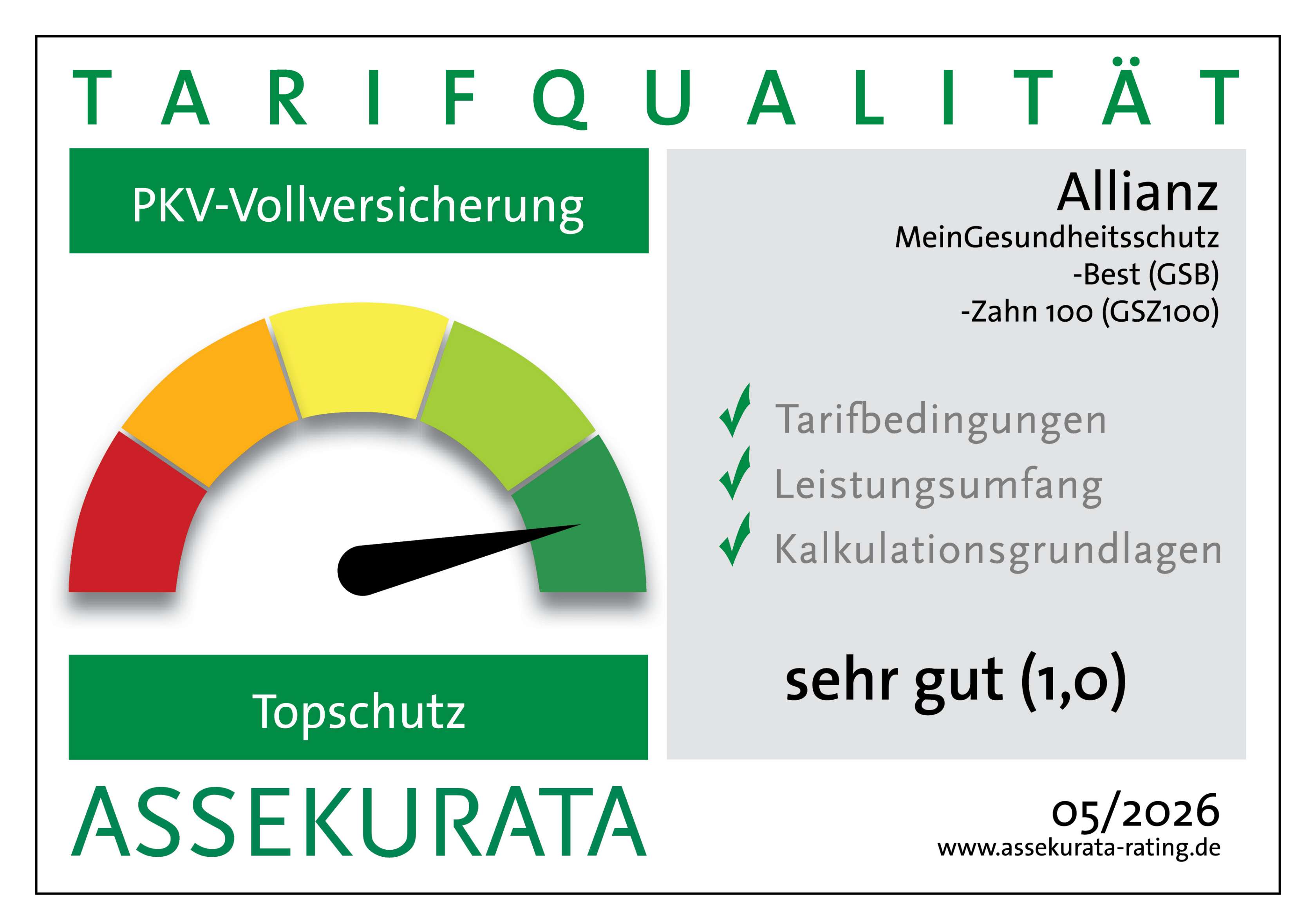 Assekurata Siegel 2026 GSB GSZ100