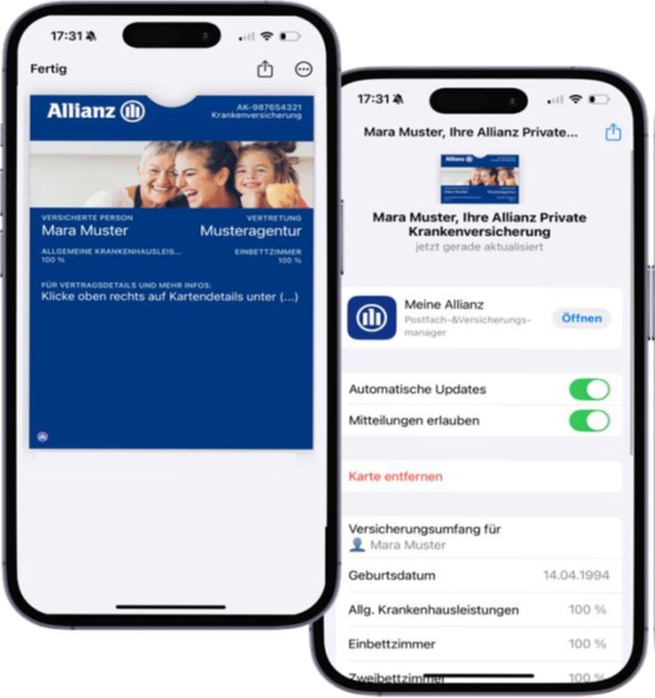 Gesundheitskarte in der Wallet App