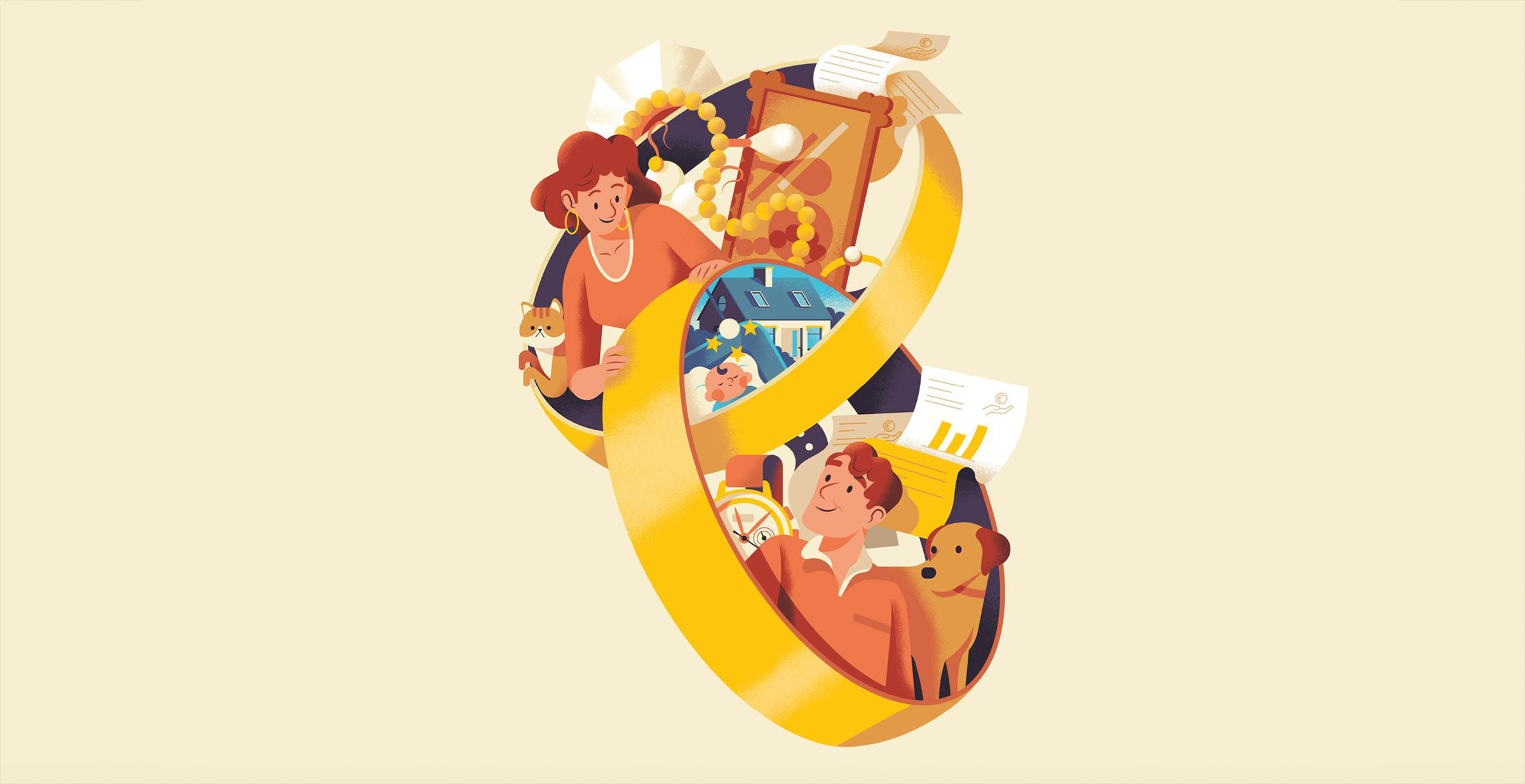 Illustration: Zwei Personen in Eheringen