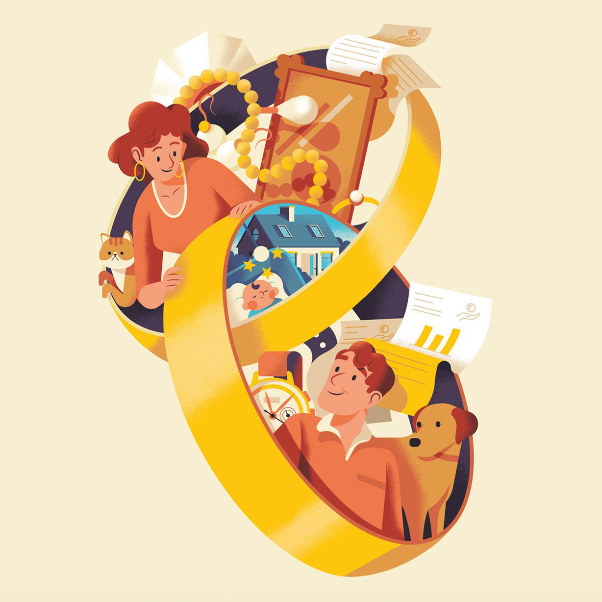 Illustration: Zwei Personen in Eheringen