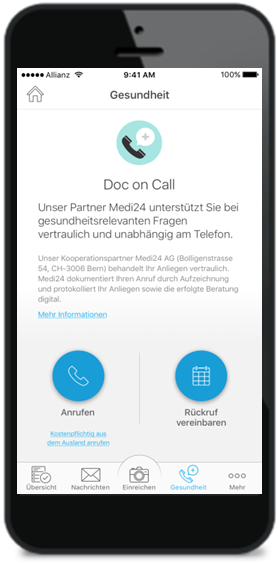 Doc on Call auf einem Handy