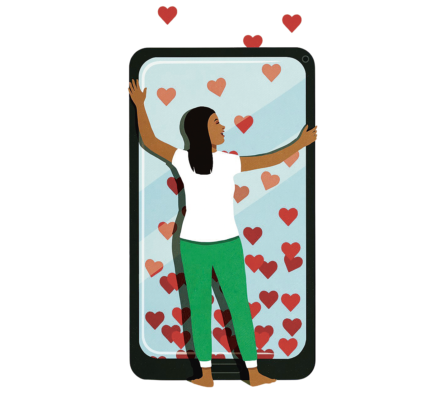 Illustration: Eine Frau hält ein Handy